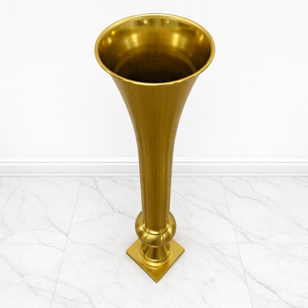 39.4-inch copper-tone metal decorative vase for floor and tabletop floral styling