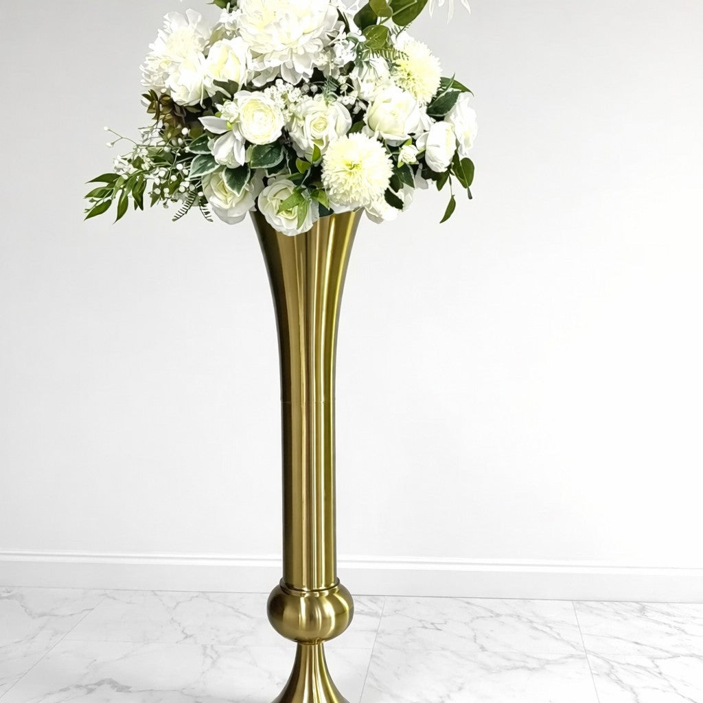 39.4-inch copper-tone metal decorative vase for floor and tabletop floral styling