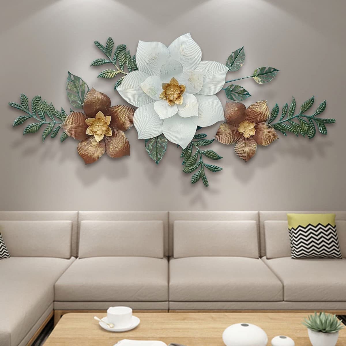 3D Handcrafted Metal Flower Wall Art Home Accent Decor
