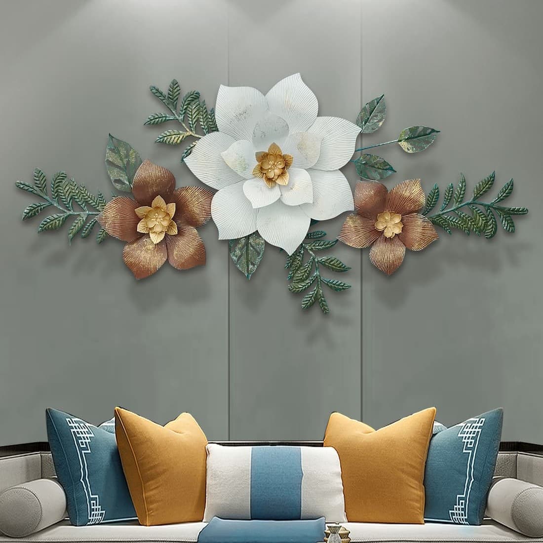3D Handcrafted Metal Flower Wall Art Home Accent Decor