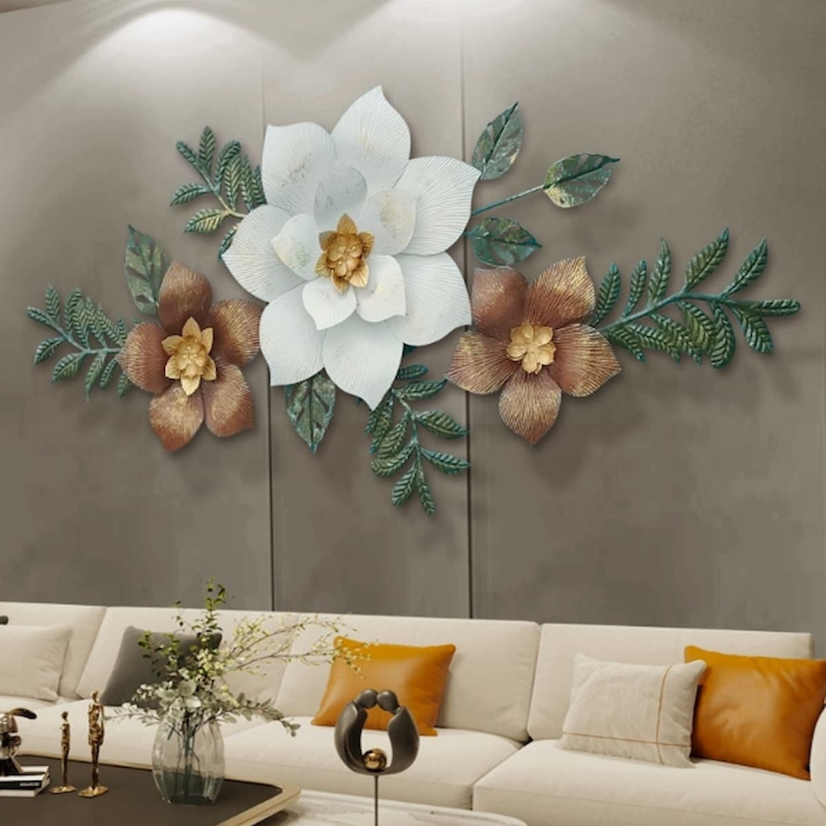 3D Handcrafted Metal Flower Wall Art Home Accent Decor
