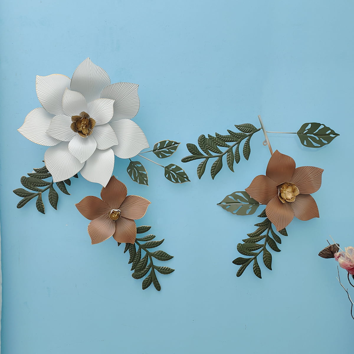3D Handcrafted Metal Flower Wall Art Home Accent Decor