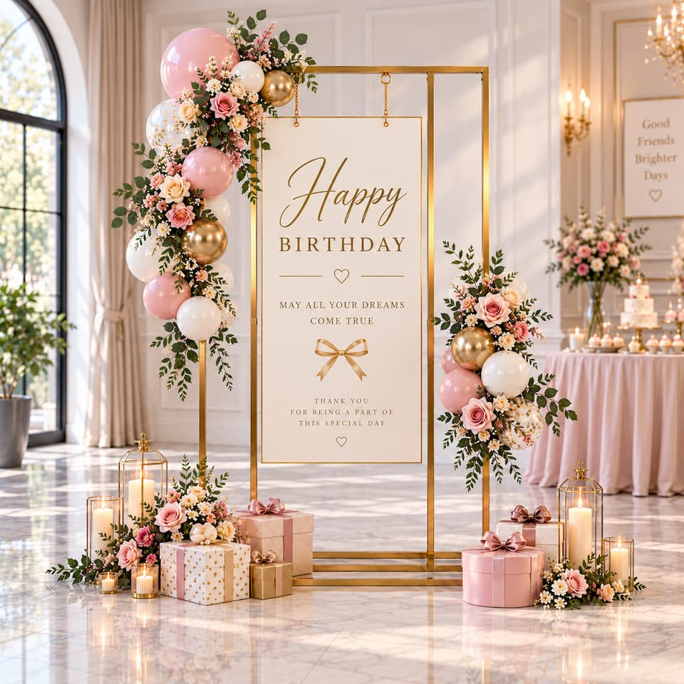 Gold Wedding Welcome Sign Stand