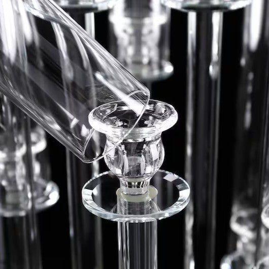 8 Arm 36" Crystal Glass Pillar Candle Holders