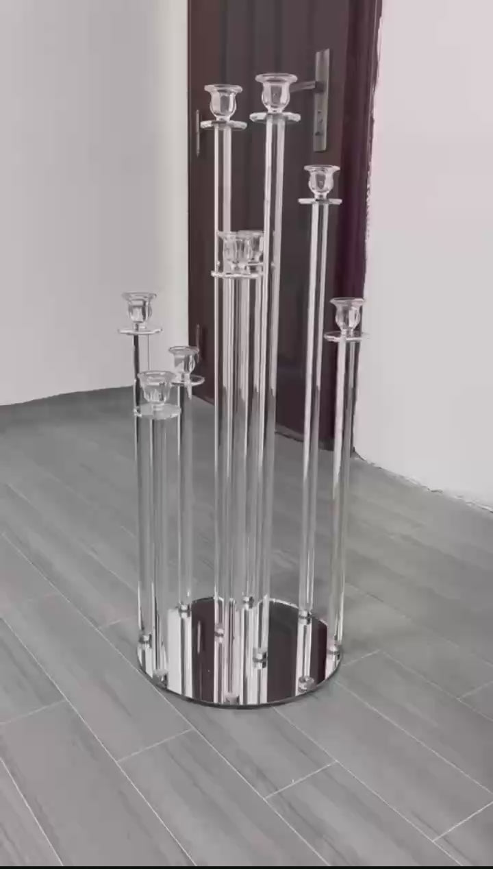 Crystal Glass Candelabra Pillar Candle Holders