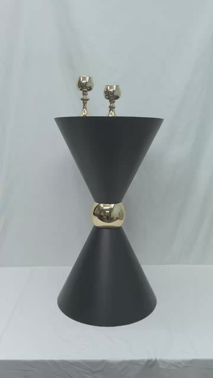 Luxury Black Metal Double Cone Dessert Table Stand