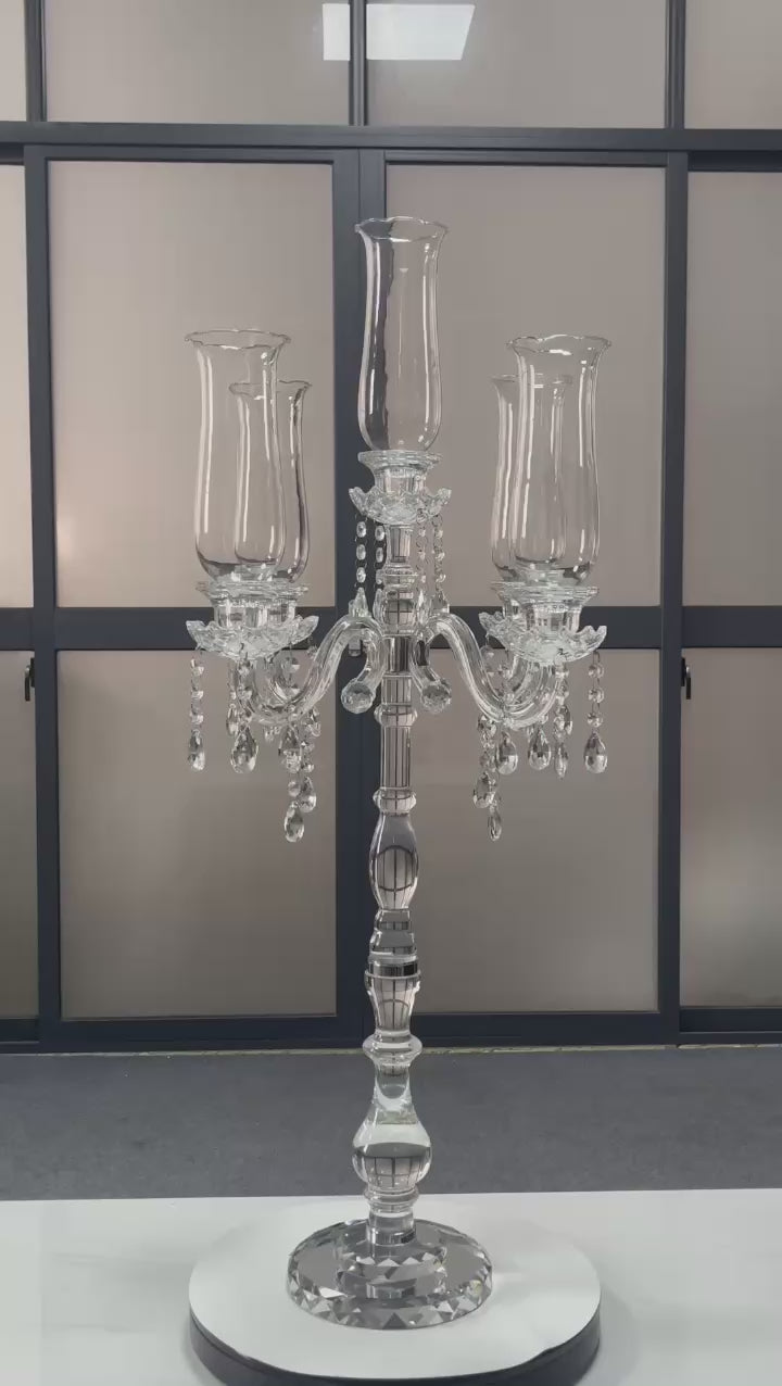 Crystal Glass Candelabra Party Candle Holders