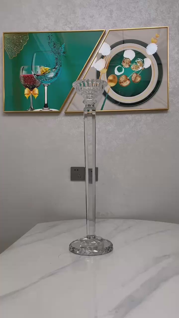2 Pcs / Order | 28" Tall K9 Crystal Table Floral Stand | Wedding Vases Centerpieces Flower Stand | Pedestal Stand for Wedding Party Decoration